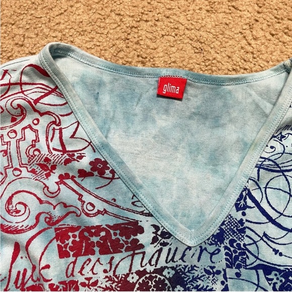 Blue Graphic Quarter Length Shirt - Picture 4 of 6